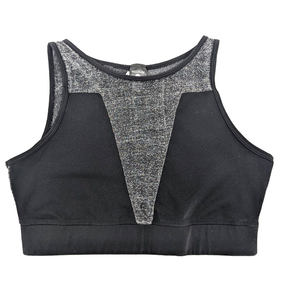 Electric Yoga Tops - Electric Yoga We Just Mesh High Neck Silver Black Sports Bra Yoga Gym Fitness MD